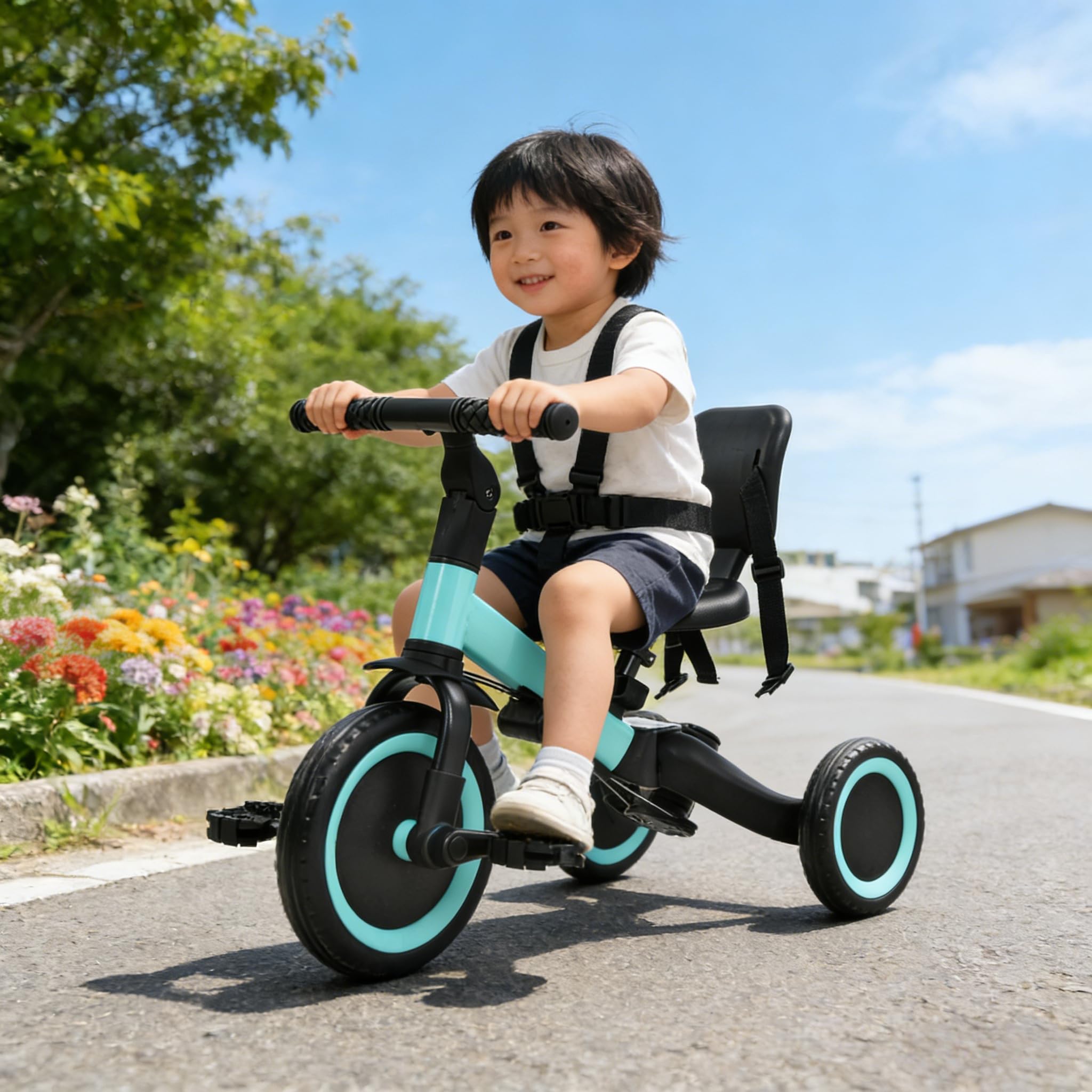 Amazon.co.jp: 三輪車 1歳-5歳用 一台4役 | 手押し棒付き かじとり機能